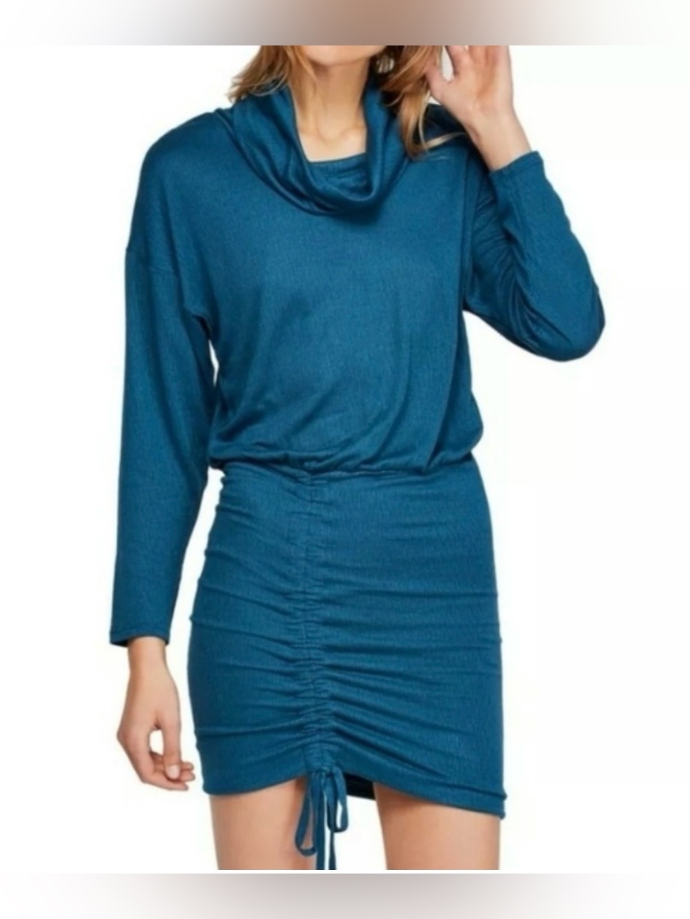Free People Sundown Cowl Neck Dress NWT Size L Green/Teal